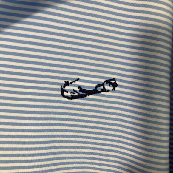 Mens Peter Millar Summer Comfort Polo Shirt Striped 2XL Blue White - Picture 5 of 8